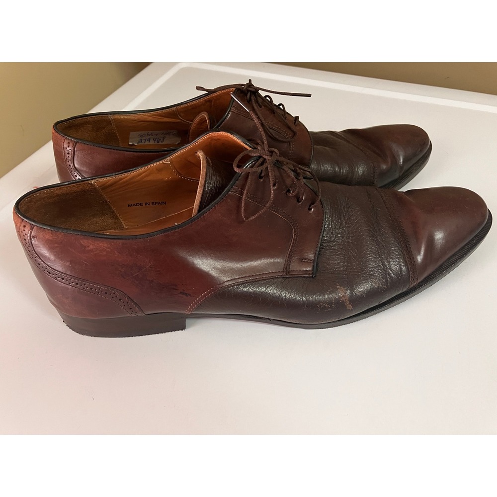 Mezlan Orbison Mens Brown Leather Cap Toe Derby Dress Shoes 13 M Spain NEW SOLES